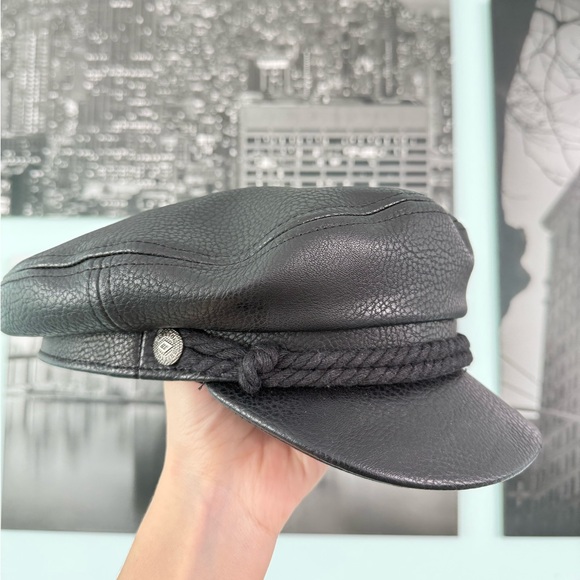 Brixton Black Leather Cap - Picture 1 of 3